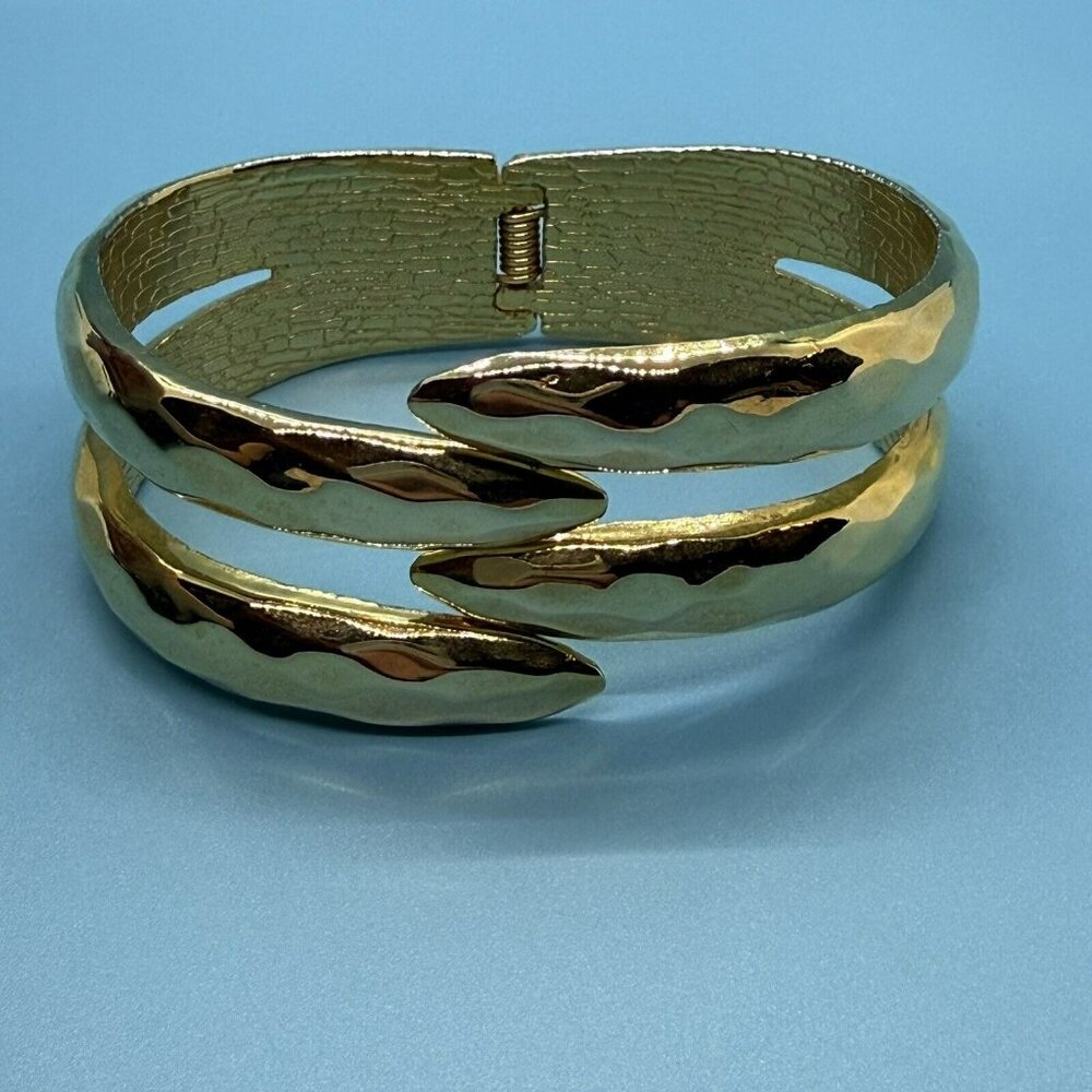 Vintage Costume Jewelry Cuff Bracelet Gold Tone Clamper